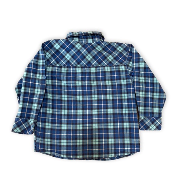 French Toast Shirt Boys Size 4 Button Up Shirt Blue Plaid Button Down Top - Picture 3 of 9